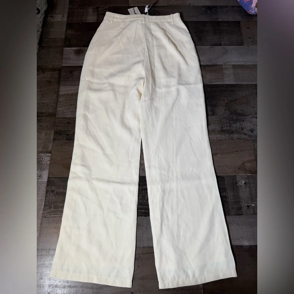 SNDYS Ivory Wide Leg Pants High Rise Tailored Trousers‎ Minimalist Chic S NWT